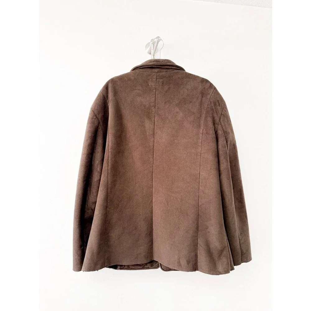 Armani Exchange AX Mens Suede Faux Fur Lined Blazer Jacket Brown Large‎